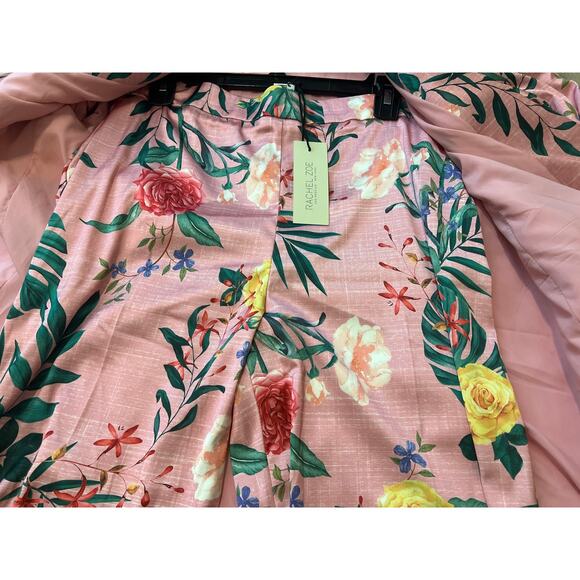 Rachel Zoe Women’s Suit Set Pink Floral Tropical Size Large Blazer NWT - Picture 10 of 12